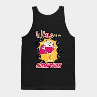 Funny Wine Tshirts drunk Superpower Gift Tank Top